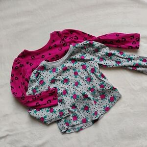 Lot Of 2 Long Sleeve Tees | Leopard Polka Dots Floral | 2T